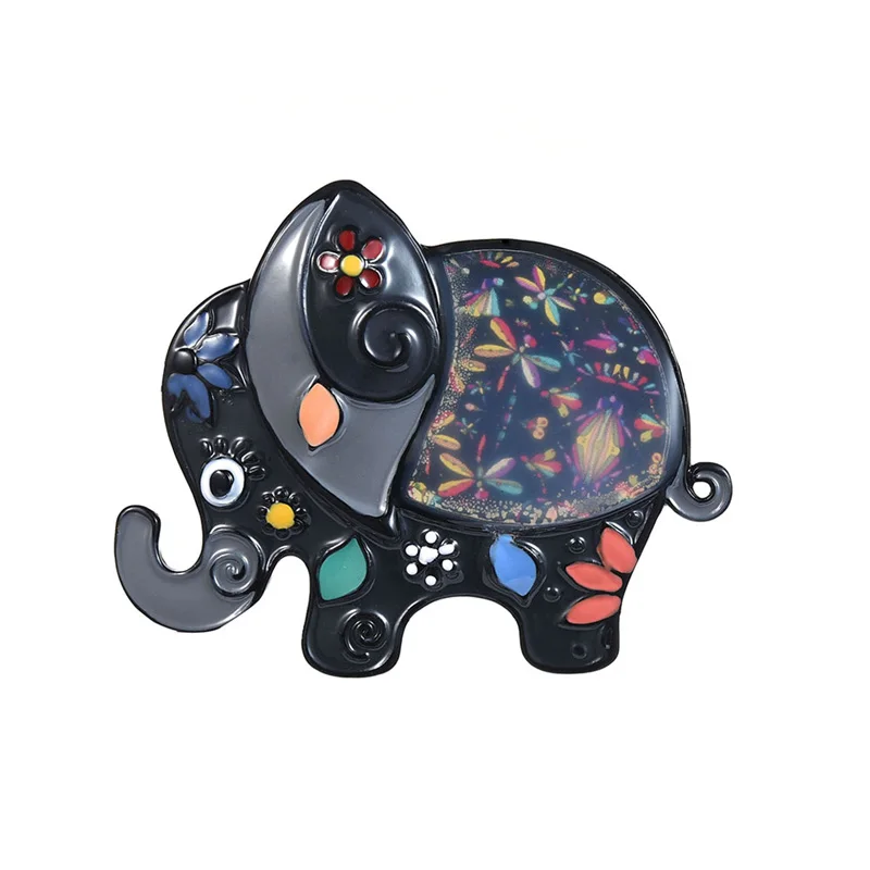 Charming Vintage Gray Enamel Elephant Brooch and Pins for Mother Gift Cute Animal Metal Brooch Jewelry Pin Party Wedding Broach - Окраска металла: color4