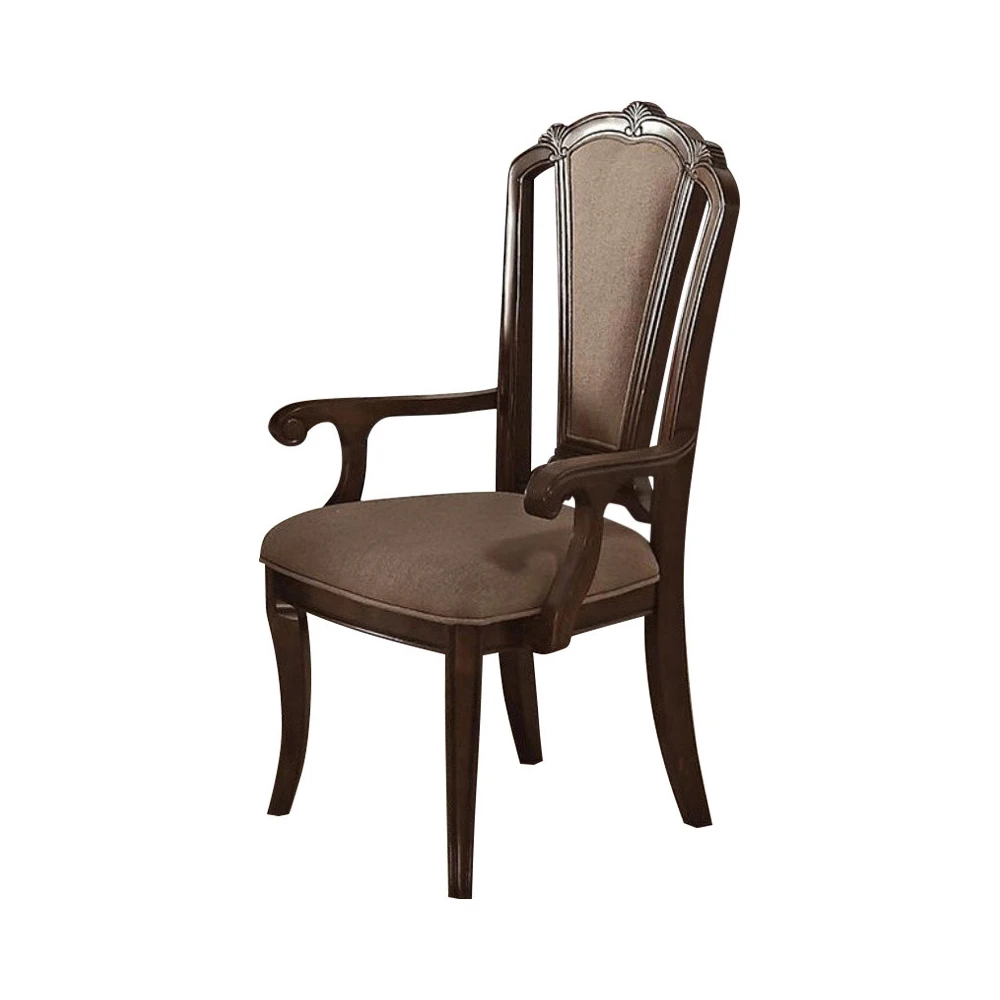Classic Birch Wood Dining Chair With Aesthetic Back Set Of 2,Brown