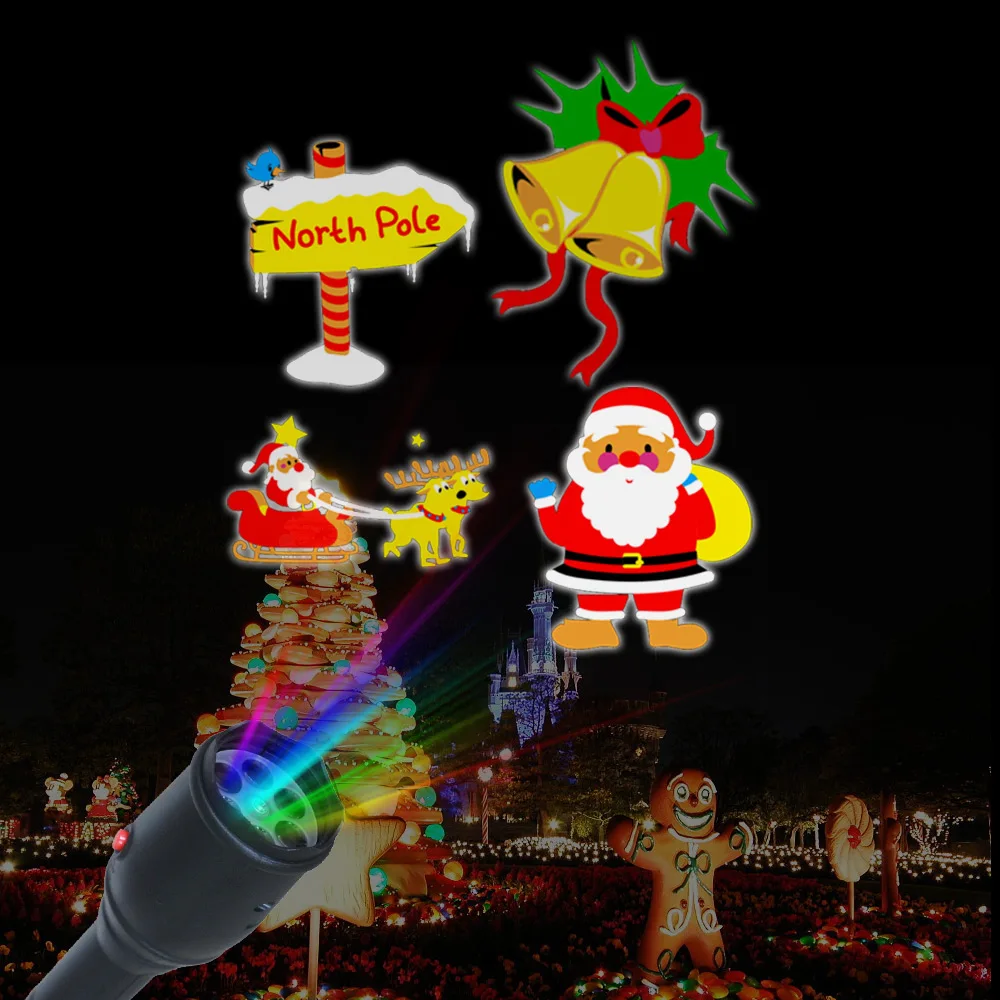 

LED Christmas Projector Lights Flashlight with 12 Patterns Landscape Lamp for Halloween Carnival Birthday Party