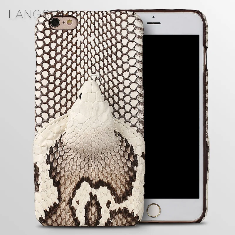 

LANGSIDI brand phone case real snake head back cover phone shell For iPhone 6 Plus full manual custom processing