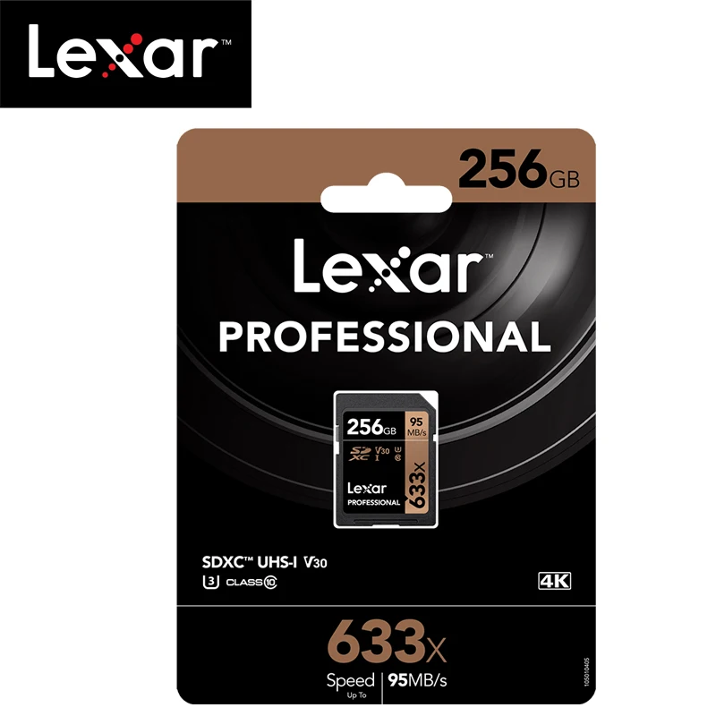 Lexar 633x16 ГБ, 32 ГБ, 64 ГБ, класс 10 SD карта SDHC/SDXC карты памяти SD карты 128 ГБ 512 г 95 МБ/с. для зеркальной однообъективной камеры/HD камера - Емкость: 256GB