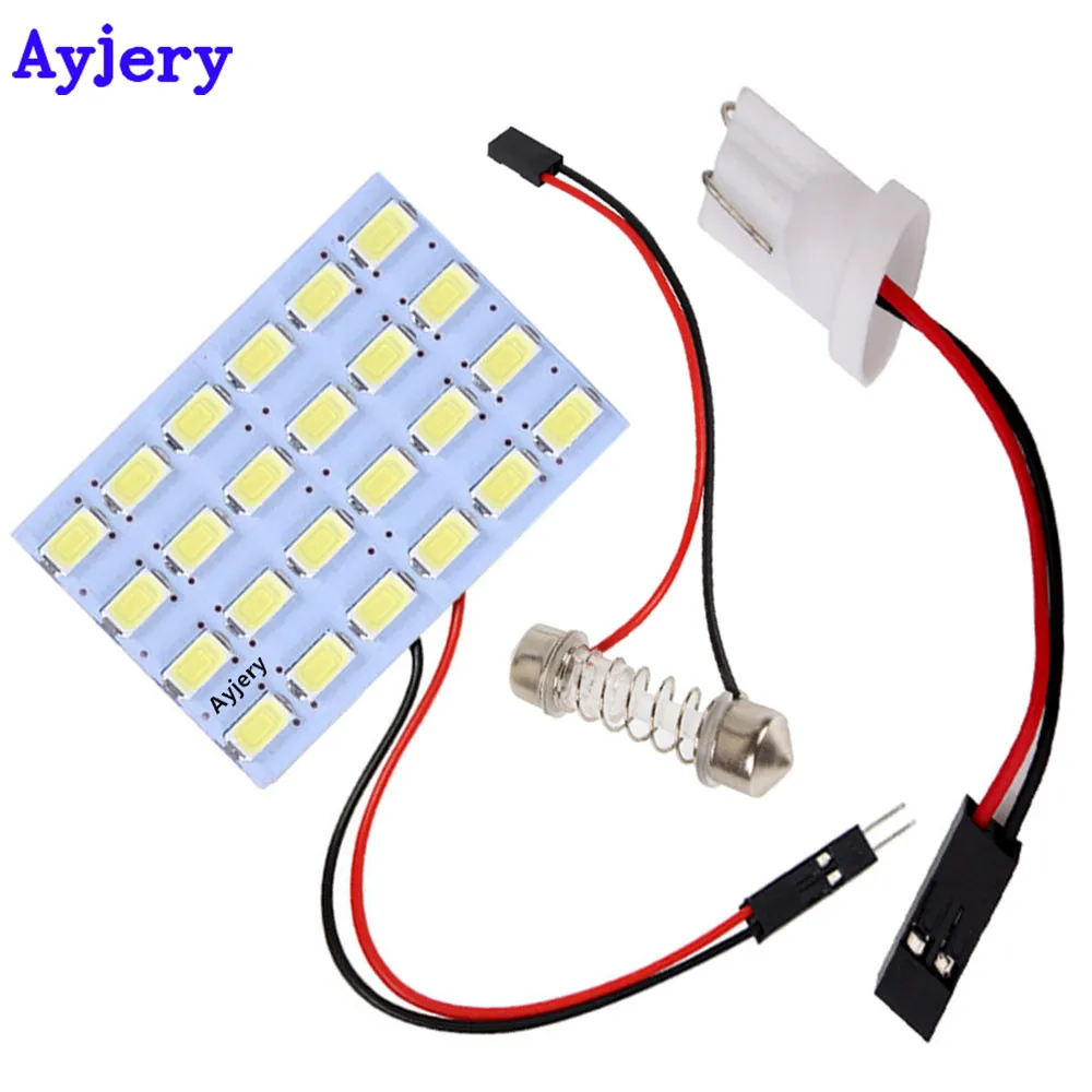 

AYJERY Newest !! 100pcs T10 5730 24 SMD Light Panel Board Pure White Car Auto Interior Reading Map Festoon Dome Lamp Bulb DC 12V