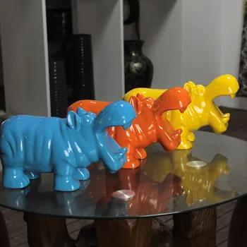 

Blue Hippo Bank Shaped Piggy Bank Resin Coin Bank Money Box Figurines Saving Money Home Decor New Year Gift For Kids