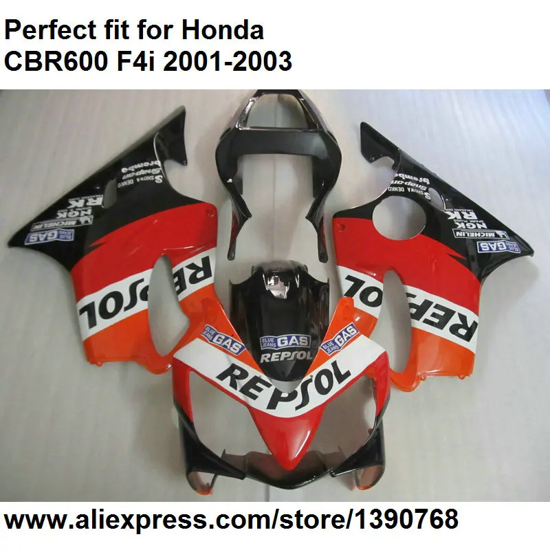 Abs Plastic Fairings For Honda Cbr 600 F4i 01 02 03 Red Black Fairing