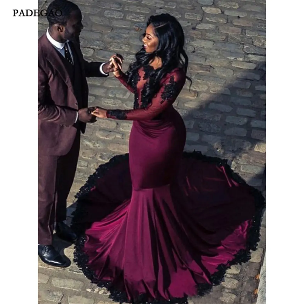 Mermaid Long Sleeves Bateau Court Train Applique Satin Dresses