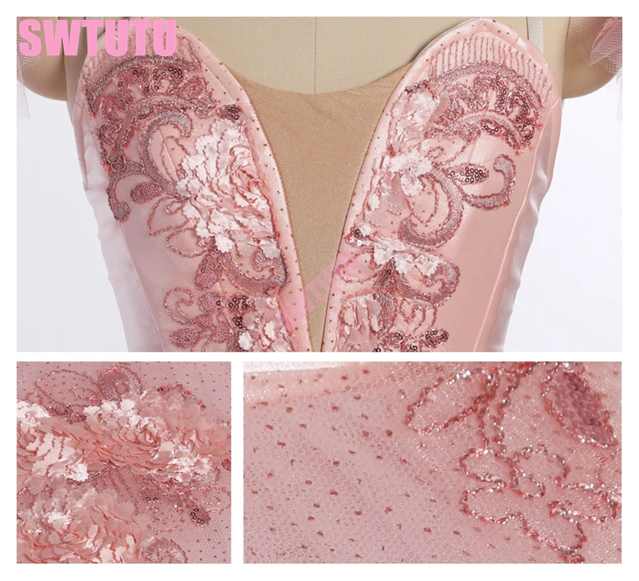 Newest Adult Peach  YAGP competiton professional ballet tutu girls flower fairy pancake doll performance ballet costume BT9172