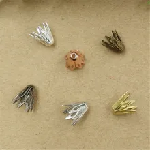 50 pcs 9X10mm Cobre Tampas Flor Spacer Charme Filigrana Spacer Beads para DIY Colar Pulseira Jóias fazendo