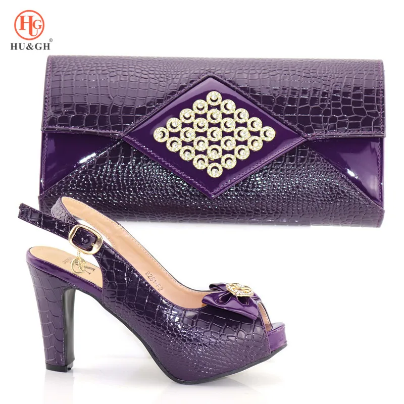 

2018 Newest African Women Matching Italian Design Shoe and Bag Set for Wedding Italian Shoes with Matching Bag For Party Wedding