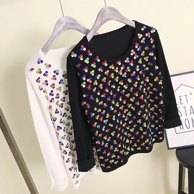Z blanc L'industrie De Printemps Station Forage 2019 European Noir New Fashion Européenne Lourde Chandail Tricoté 5L4jAR