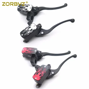 

ZORBYZ New Motorcycle 25mm Red/White Flame Handlebar Control Reservoir Brake Hydraulic Clutch Levers