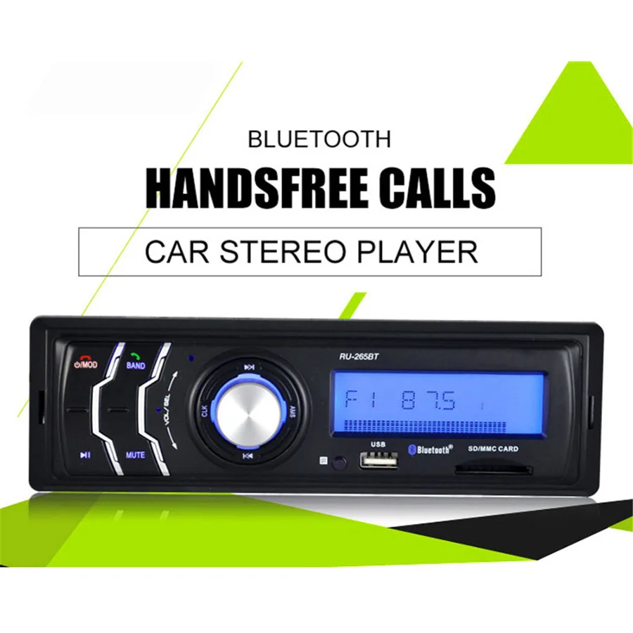 New Car Stereo Audio Bluetooth WMA WAV MP3 Player 12V 1 Din 4 Channel