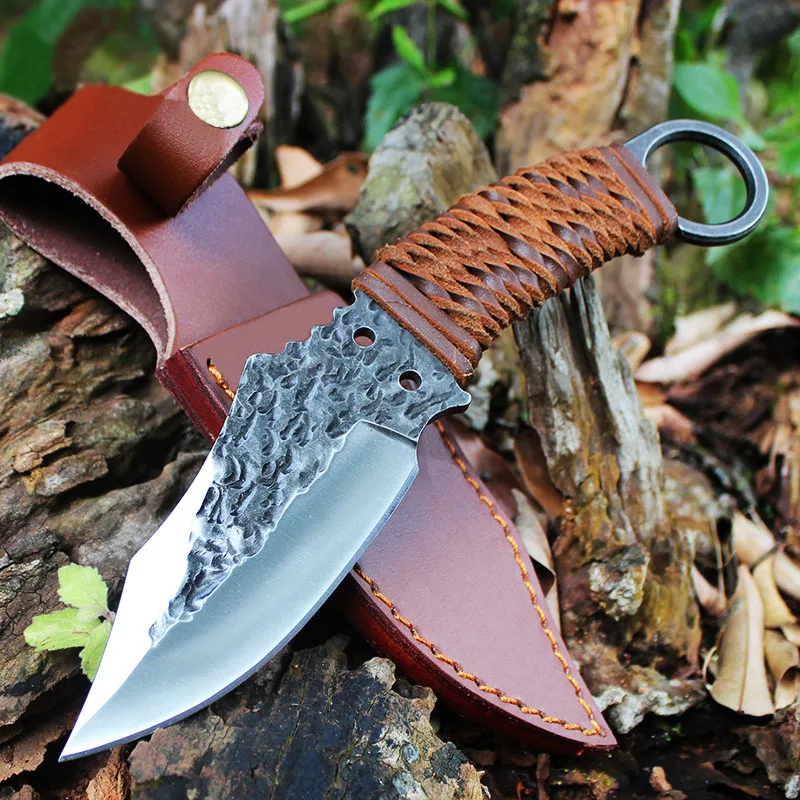 

58HRC High Hardness Fixed Blade Straight Knife Hand-forged Tactical Battle Knives Wilderness Survival Hunting Camping Hand Tool