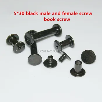 

100pcs 5*30 steel with black zinc plated male and female screw book screw blinding post screw