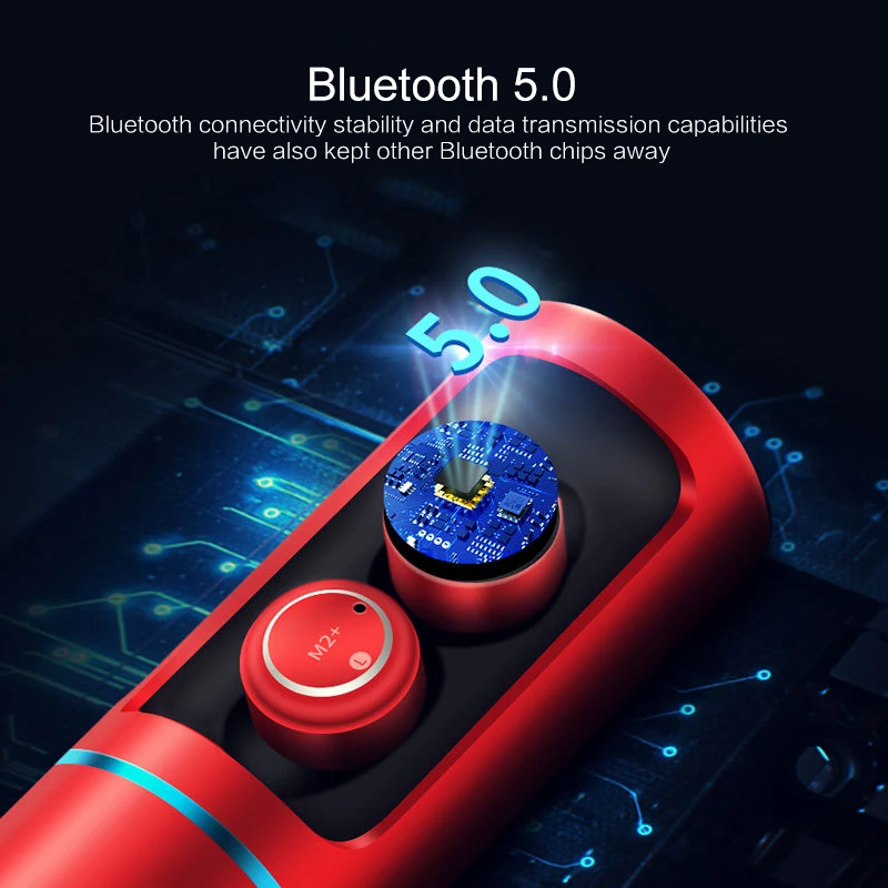 

M2 + TWS True 5.0 Bluetooth Headset Earbuds Earphone Mini Cufflinks Microphone Stereo Wireless Earbuds for All Smart Phone