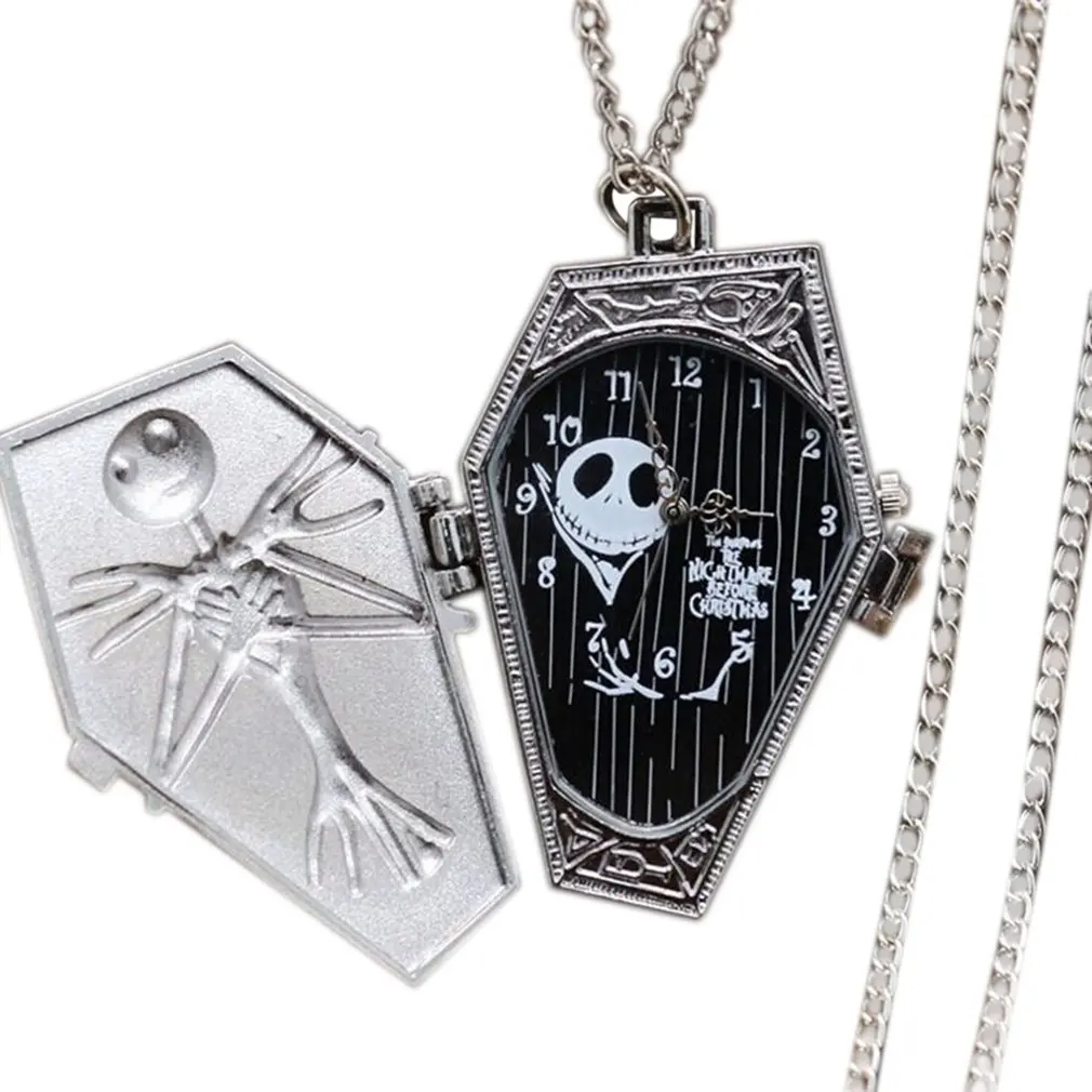 Мультяшное ожерелье с изображением трупа, карманные часы с подвеской и цепочкой, винтажные изысканные кварцевые карманные часы унисекс - Цвет: 02