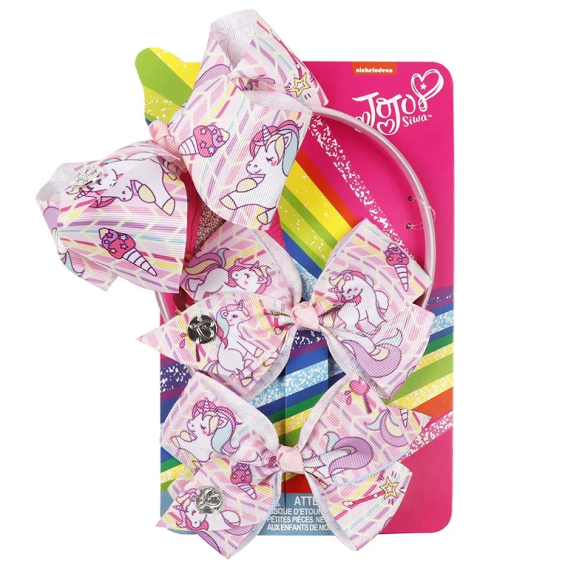 

3pcs/Set Girls Party Decoration Ribbon Jojo Bows Hair Bows for Girls With Clips Handmade Metalic Printed Ribbon Knot