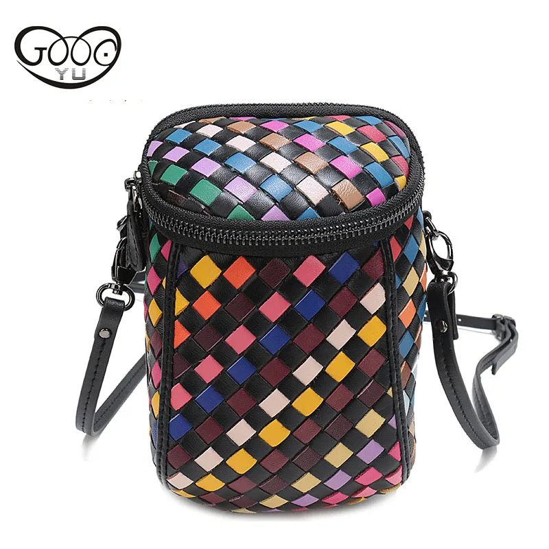 

Europe and the United States big new leather multifunctional wallet sheepskin cross section square phone key woven bag