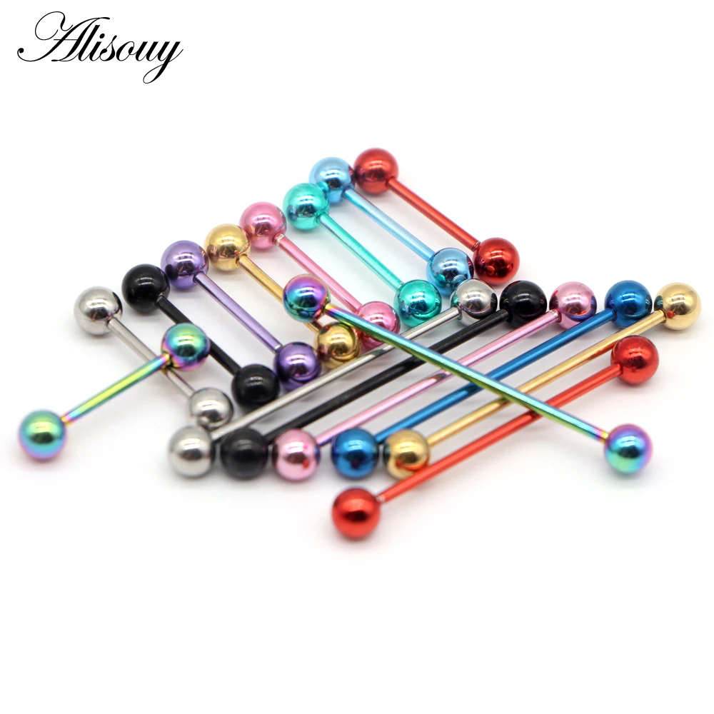 

Alisouy 1 Pc Stainless Steel Industrial Piercing Ear Cartilage Stud Earring Barbell Straight Ear Piercings Barbell Jewelry