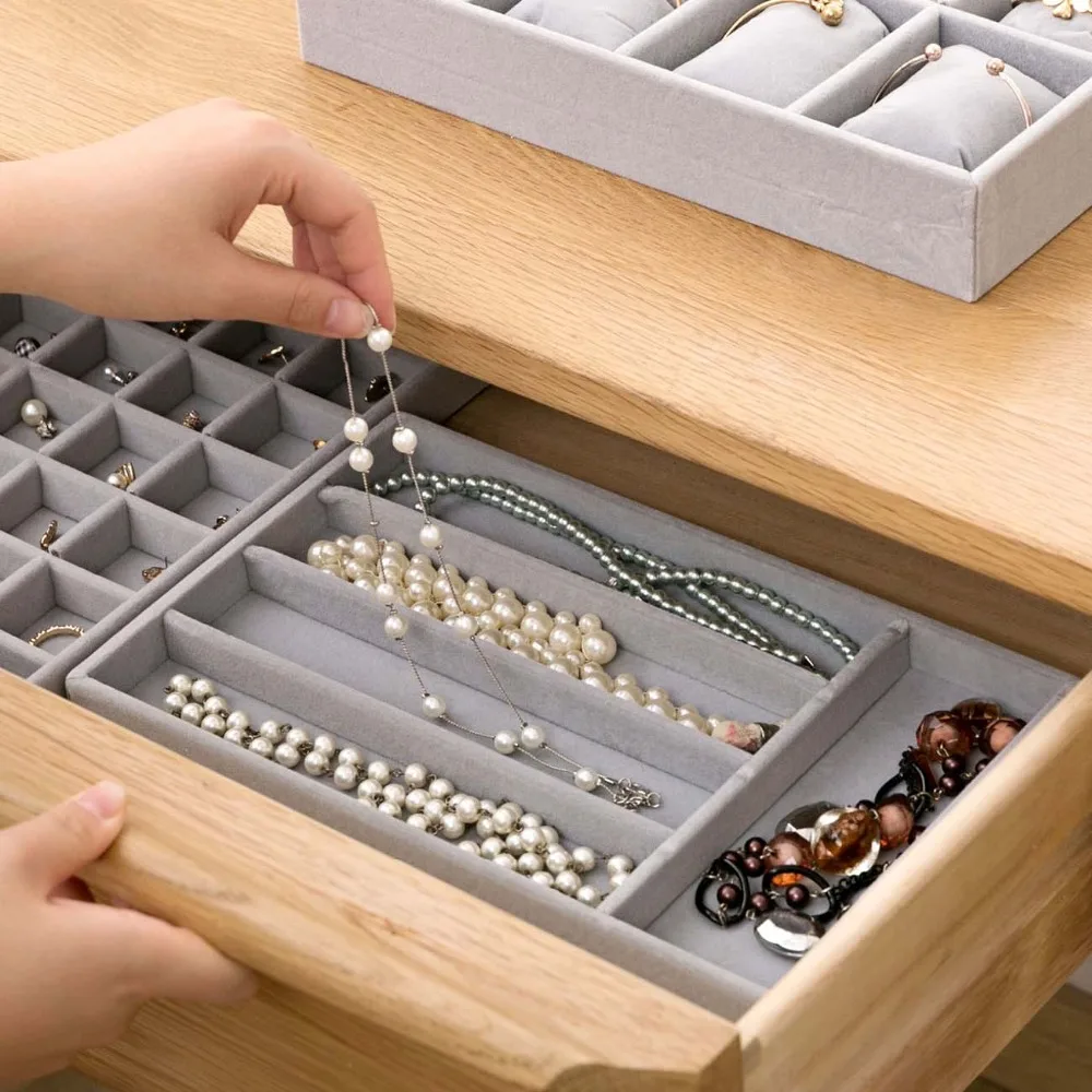 

OTHERHOUSE Velvet Jewelry Storage Tray Jewel Holder Packaging Display Ring Bracelet Necklace Storage Box Case Jewelry Organizer