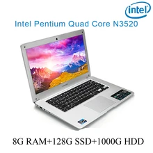 P1-08 silver 8G RAM 128G SSD 1000G HDD Intel Pentium N3520 14 laptop notebook keyboard and OS language available for choose"