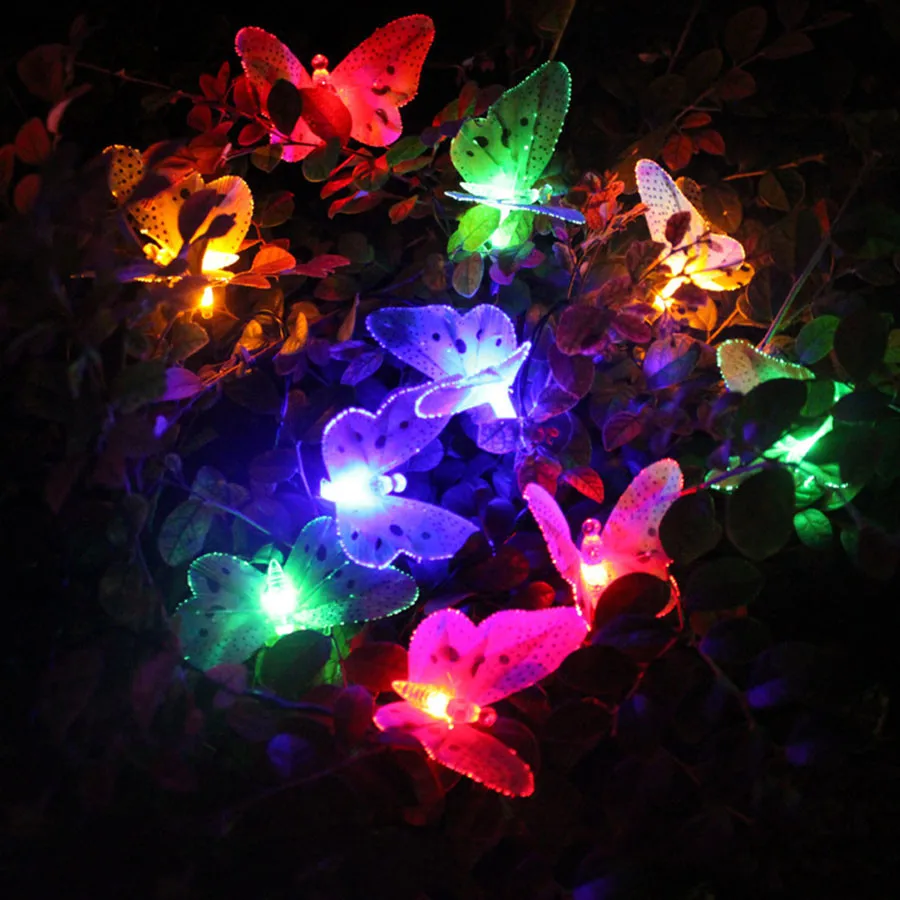 

Thrisdar 4M 12Leds Butterfly Solar Garden Fairy String Garland Outdoor Fiber Optic Solar Patio Garland Christmas Fairy Light