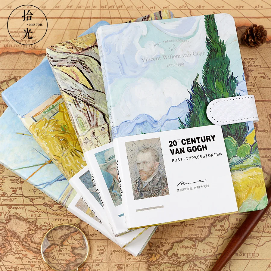 

A5 Van Gogh Blank Lined Grid Paper Writing Totoro Notebook Book Journal Travel Diary With Lock Leather Graduation Gift