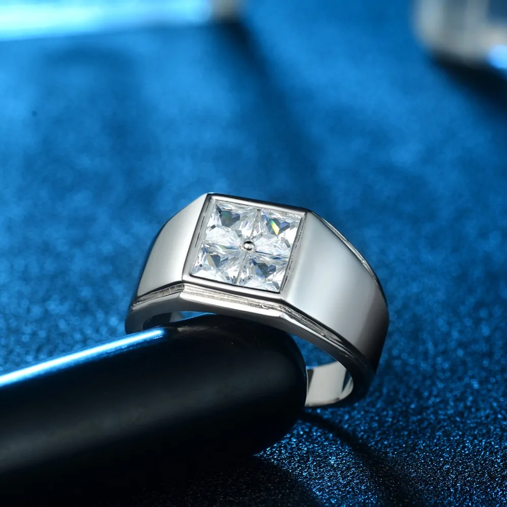 Твердые S925 Серебряное кольцо для мужчин обручальное кольцо фианит Жених ювелирные изделия подарок для мужа father's day дропшиппинг Сделано в Китае