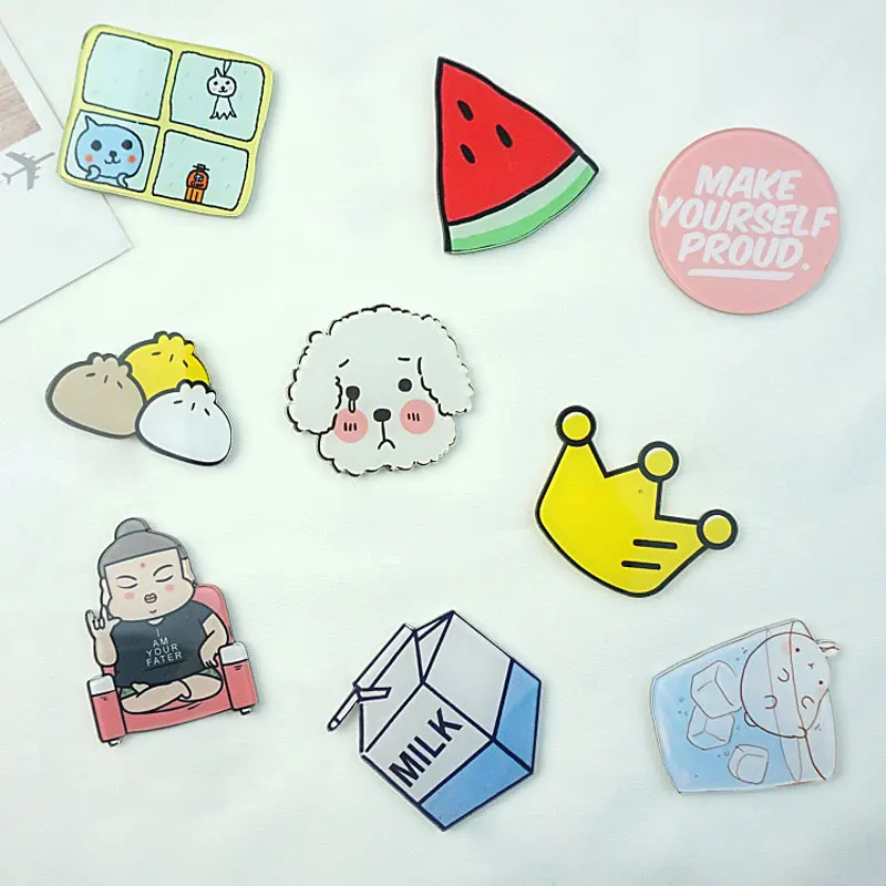 1 PCS Free Shipping Harajuku Lovely Badge Crown Brooch Milk Drink Acrylic Pin Badges