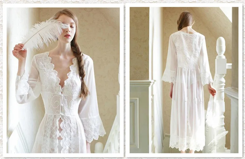 Ночное белье, сексуальная Длинная Ночная одежда, белое кружевное винтажное платье принцессы, сорочка в средневековом стиле, европейский стиль, Королевский халат, красивые платья