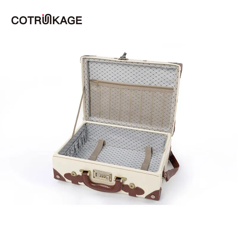 COTRUNKAGE Женский 16 &quot18&quot слоновая кость PU кожаный кейс ручная кладь винтажная