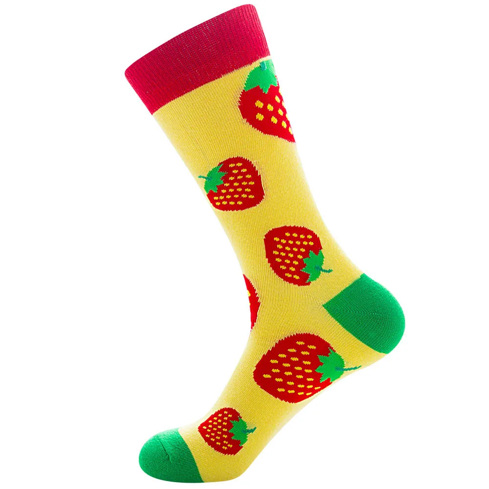 Брендовые качественные мужские носки, хлопковые забавные носки с рисунками животных, фруктов, женские носки, новые подарочные носки на весну, осень и зиму