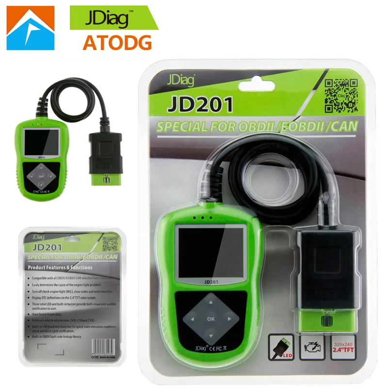 

JDiag JD201 Code Reader 100% Original JDiag JD-201 Code Scanner with LED JDIAG JD 201 good quality same function as AL319