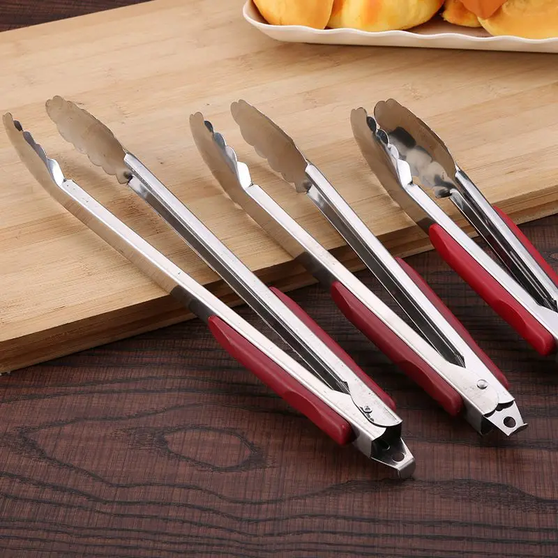 Stainless Steel Food Tongs BBQ Kitchen Cooking Food Serving Utensil