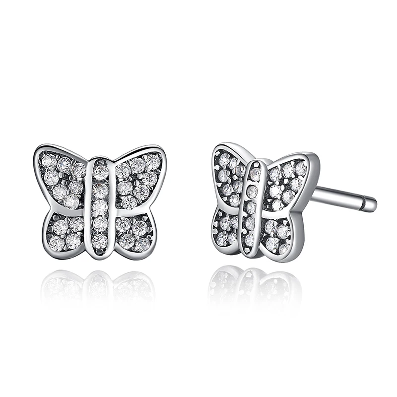 

ZMZY New Arrival 925 Sterling Silver Sparkling Butterfly Stud Earrings for Women Shiny Zircon Earrings Fashion Jewelry Bijoux