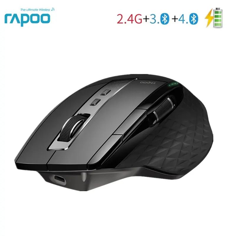 Беспроводная перезаряжаемая многорежимная Bluetooth мышь Rapoo 2 4G для бизнеса и