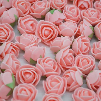 

100PCS Diameter 2CM Flower Head Multicolor PE Foam Rose Mini Artificial Silk Flowers For Wedding Decoration Wreaths