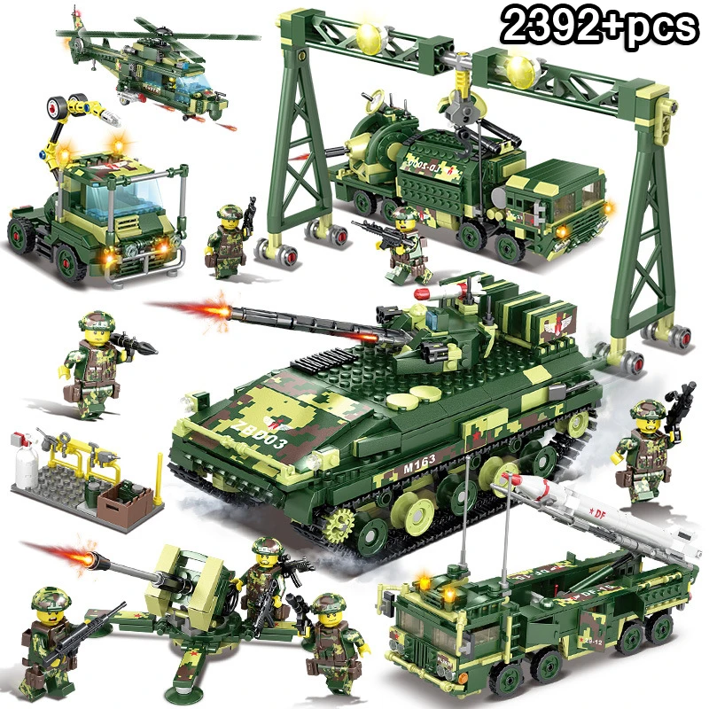 

2392Pcs Technic Field Army SWAT War LegoINGs Military WW2 Soldiers Armoured Figures Building Blocks Bricks Toys For Children