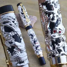 JINHAO WHITE AND GOLDEN DRAGON AND PHOENIX 18KGP M NIB FOUNTAIN PEN