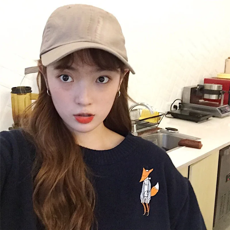 Woherb Повседневный Свободный пуловер, вязаный свитер для женщин Harajuku Kawaii джемпер с вышитой лисой из мультфильма осенний пуловер Sueter Mujer 20261
