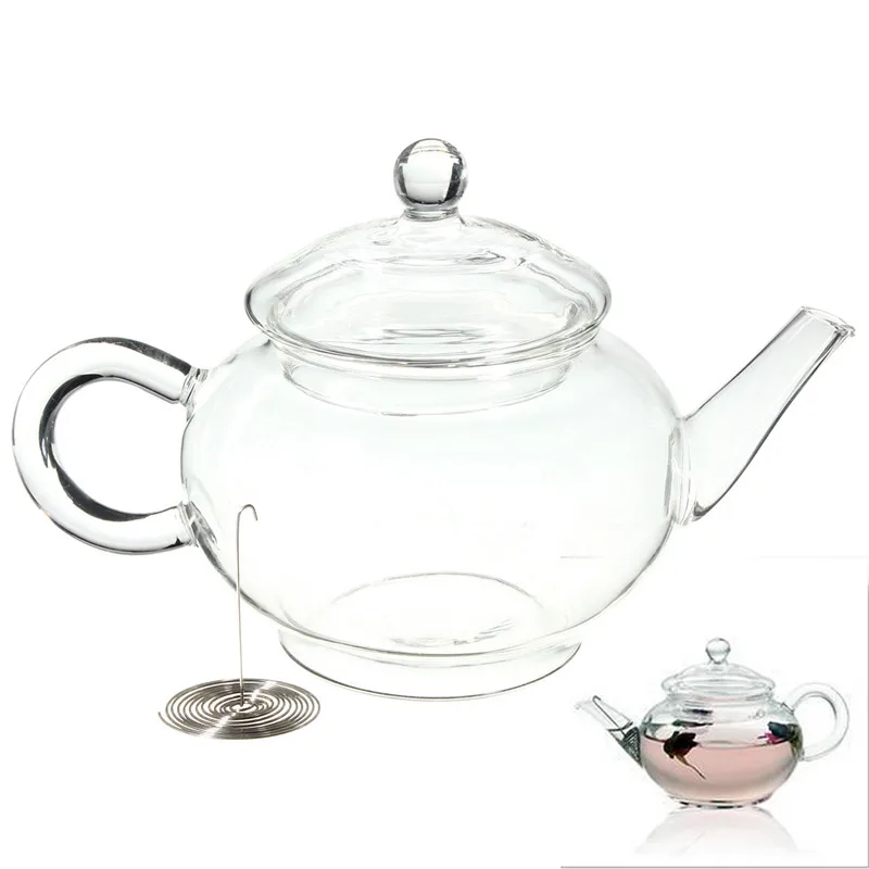 

Practical 250ml/8.5oz Borosilicate Glass Teapot Heat Resistant Bottle Cup For Blooming tea Herbal Coffee With Infuser