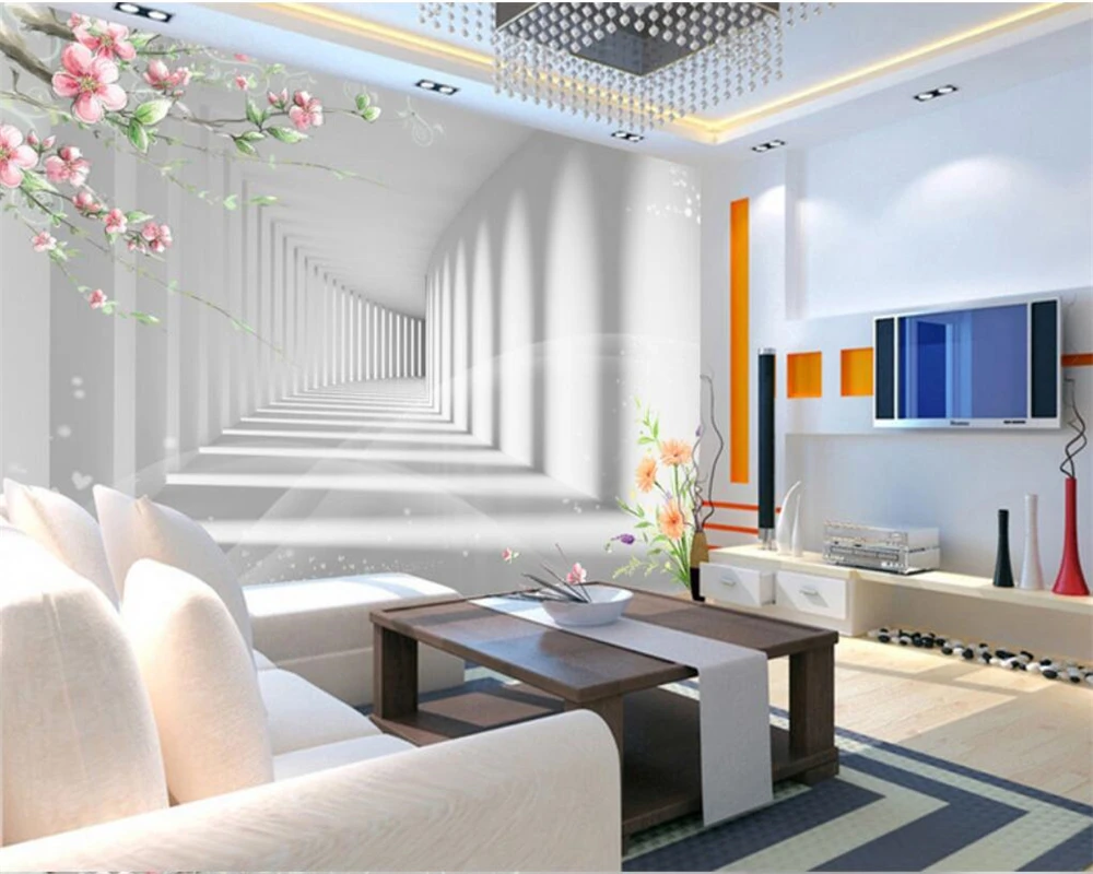 Beibehang 3D fashion flower promenade 3D extension space photo wallpaper 3D living room bedroom TV background wall 3D wallpaper Beibehang 3D fashion flower promenade 3D extension space photo wallpaper 3D living room bedroom TV background wall 3D wallpaper