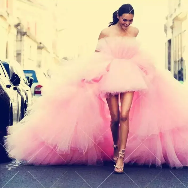 Саудовская Арабский платье элегантный халат De Soiree розовые платья Ливан vestido de festa Longo с открытыми плечами Вечерние Платья Hi Low