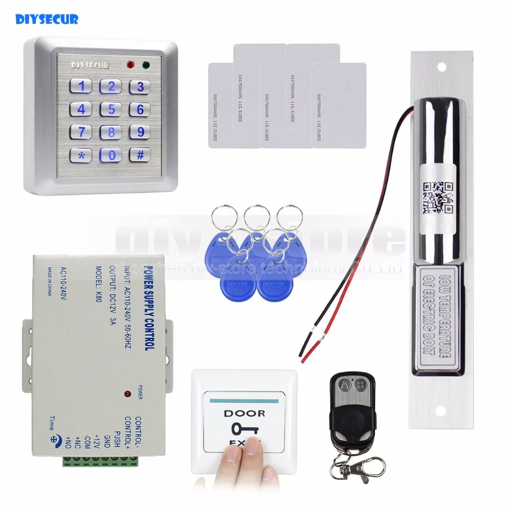 

DIYSECUR Waterproof RFID 125KHz Keypad Access Control Security System Full Kit Set + Electric Bolt Lock For House / Office W4