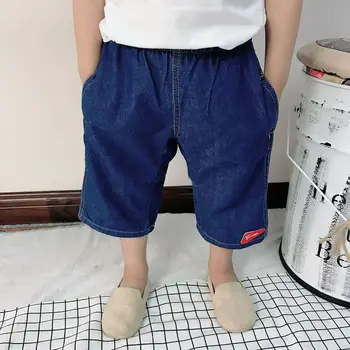 

Boys Pants 2018 New Children Denim Pants Fashion Casual Jeans Dark Blue Shorts Jeans for Kids Trousers Summer Knee-length Pants