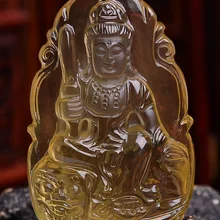 Новое место 6А класс натуральный желтый кристалл кулон Зодиак манджури кролик патрон мужчин