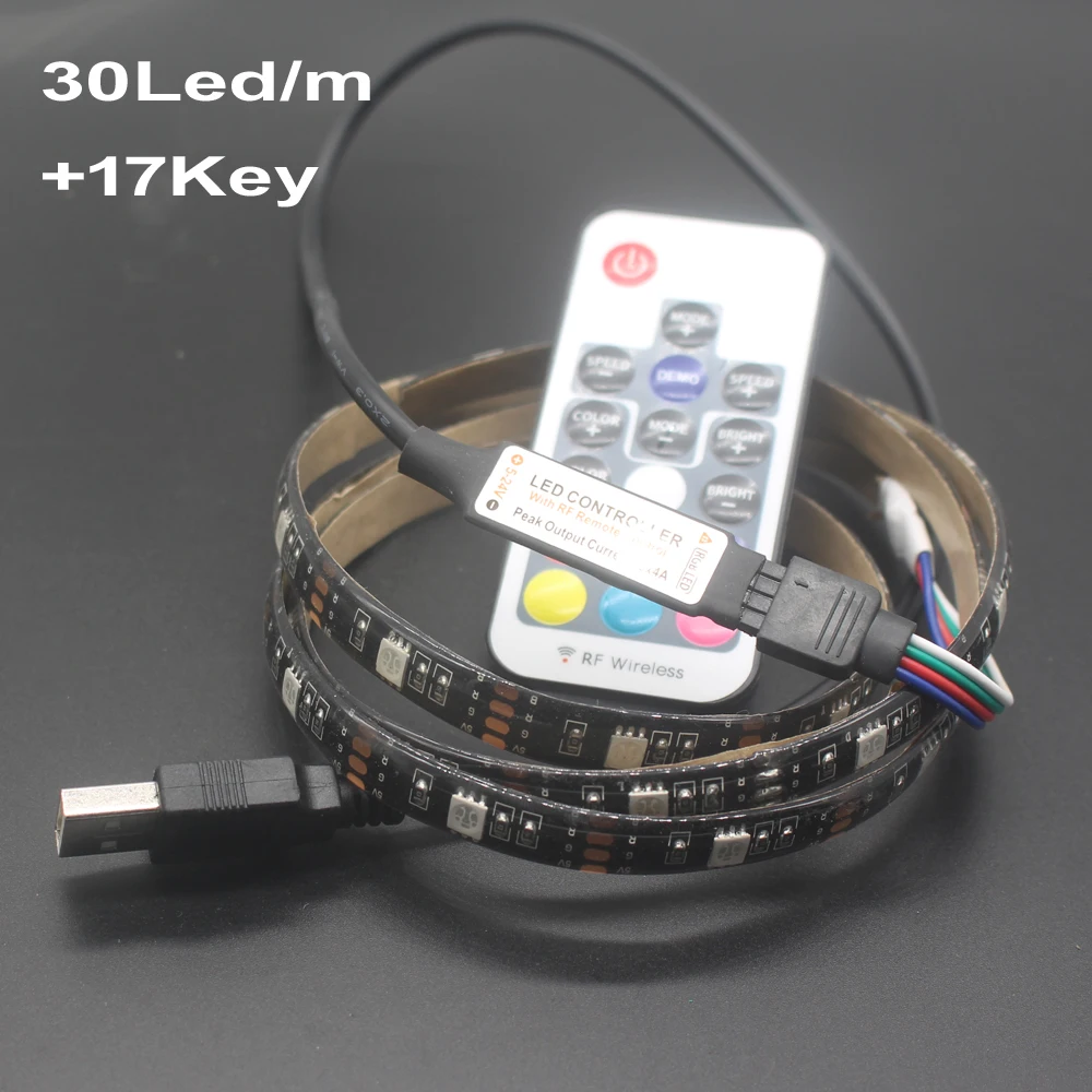 Водонепроницаемая гибкая светодиодная лента 5 в постоянного тока USB 5050 50 см 1 м 2
