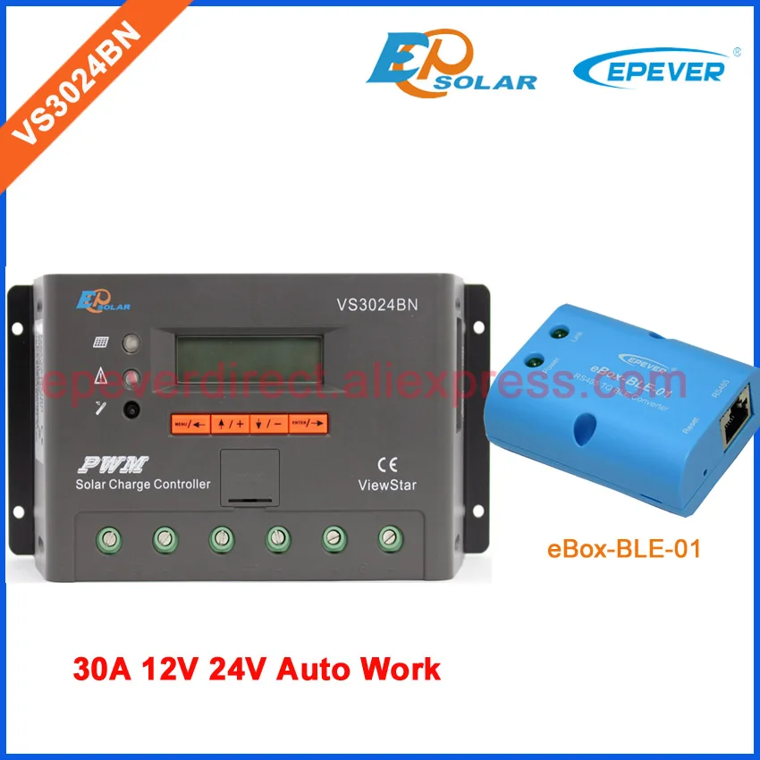 PWM 30A Solar Charge Controller 12V 24V LCD Display EPSolar/EPEVER eBOX-BLE-01 bluetooth VS3024BN Solar PV cells controller PWM 30A Solar Charge Controller 12V 24V LCD Display EPSolar/EPEVER eBOX-BLE-01 bluetooth VS3024BN Solar PV cells controller