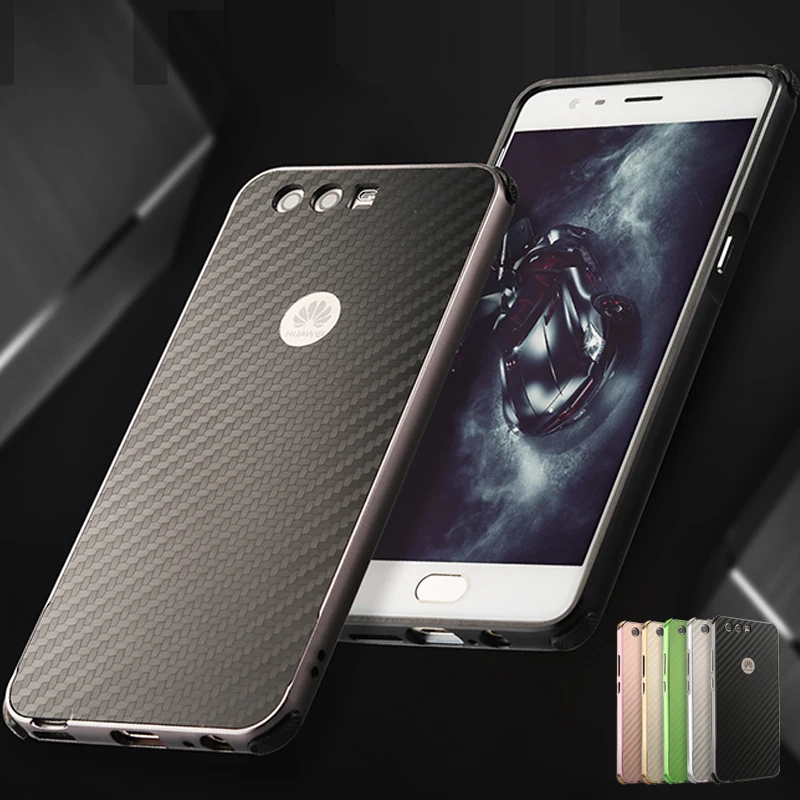 

Phone Case For Huawei Ascend P10 Aluminum Metal Frame + Shockproof Carbon Fiber PC Back Cover Cases For Huawei P10