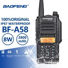 Baofeng BF-A58 Walkie Talkie IP67 Водонепроницаемый UHF VHF радио Dual Band A58 двухстороннее приемопередатчик Woki токи Baofeng UV-9R плюс