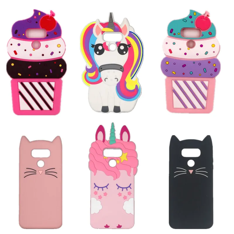 

For LG G6 3D Cartoon Ice Cream Unicorn horse Beard cat Silicon Cover For LG G6 Case For LG G 6 LGG6 5.7 inch Phone case